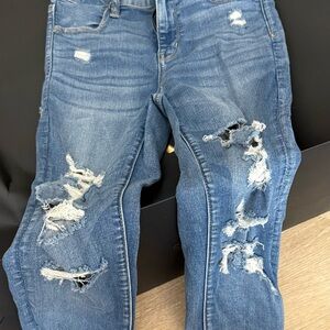 American Eagle Outfitters Ripped Blue Skinny Jeans